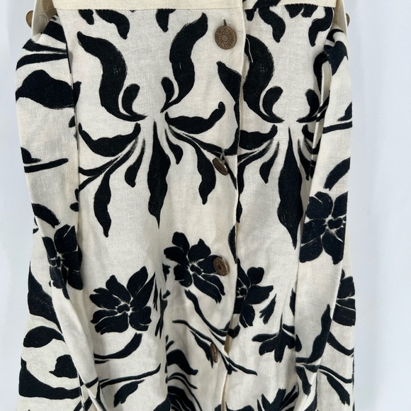 Zara Linen Blend Floral Belted Button Down Short Sleeve Mini Dress - Picture 5 of 9